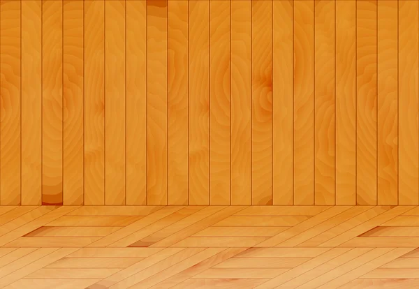 Habitación de madera con madera roja — Vector de stock