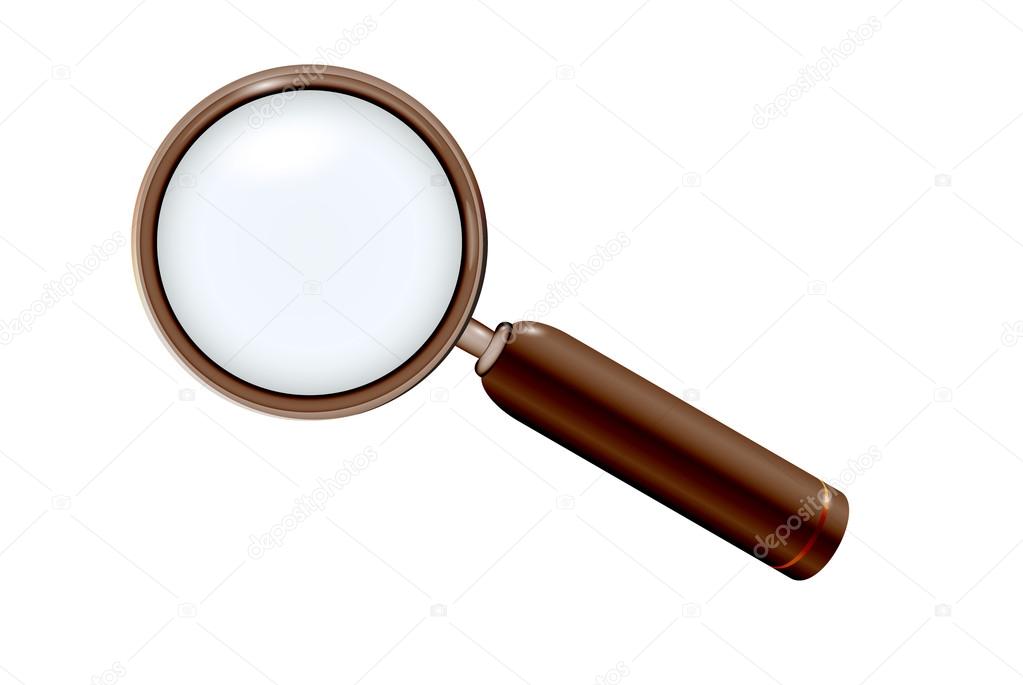 magnifying glass in elegant modern wooden style