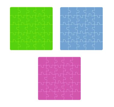 üç renk bulmaca alan w köşeye yuvarlak parçalar ile