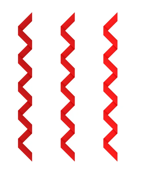 Três fitas torcidas vermelhas diferentes no fundo branco —  Vetores de Stock