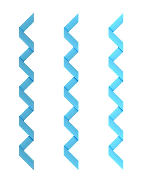 Drie verschillende blauw gestippelde gedraaide linten op witte achtergrond — Stockvector