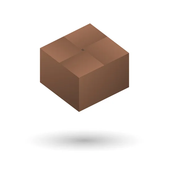 Boîte en papier brun fermé avec ombre sur fond blanc — Image vectorielle