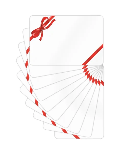 Σύνολο κάρτες δώρων με κόκκινη κορδέλα και φιόγκο — Διανυσματικό Αρχείο