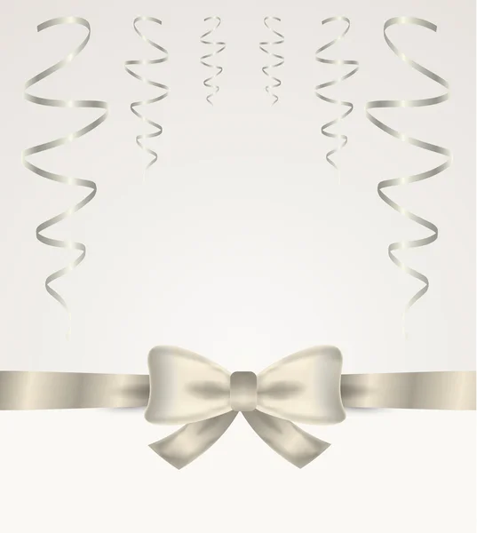 Silver ribbon with bow — Stock Vector