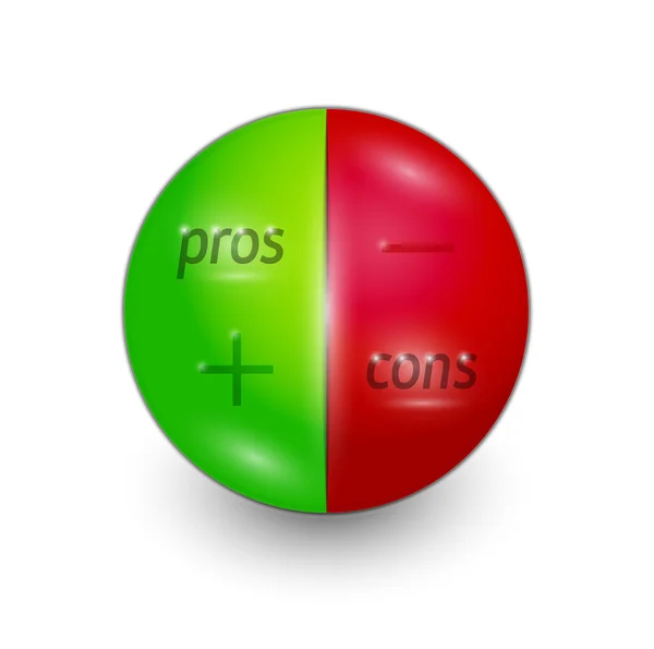 Kruh se dvěma díly s klady a zápory — Stockový vektor