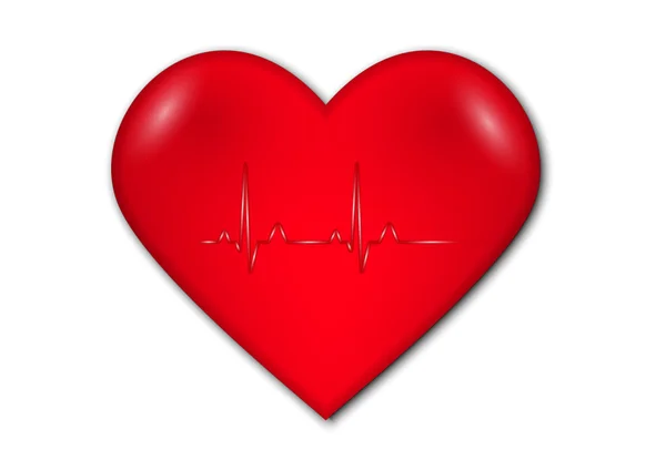 Cuore con grafico e frequenza cardiaca — Wektor stockowy