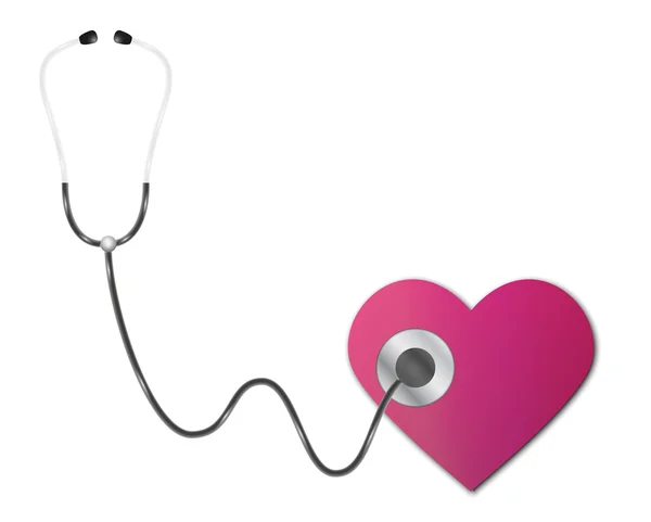 Estetoscopio y corazón — Vector de stock