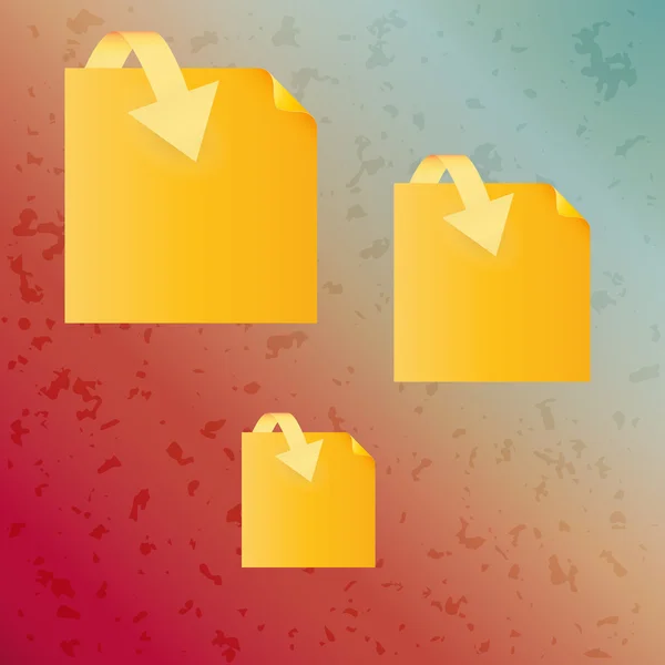 Fond tacheté et papier jaune avec flèche — Image vectorielle