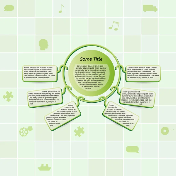 Field of green squares and green info element — Stock Vector