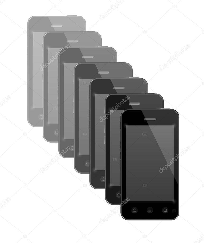 group of smartphones