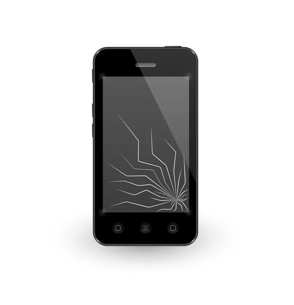 Smartphone avec écran cassé — Image vectorielle