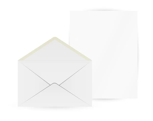 Vitt kuvert och papper — Stock vektor
