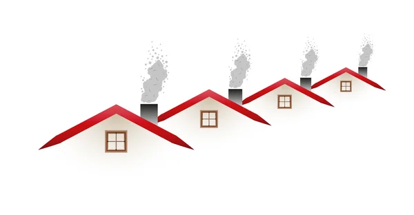 Houses and smoking roofs — Stock Vector