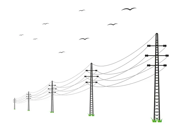 Líneas eléctricas de alto voltaje — Archivo Imágenes Vectoriales