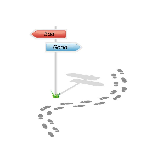 Schilder mit schlechtem und gutem Weg — Stockvektor