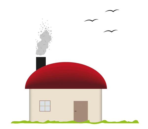 House and smoking chimney — Stock Vector