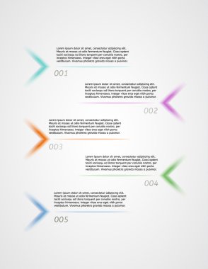 infographics - beş renk seçenekleri ile okları