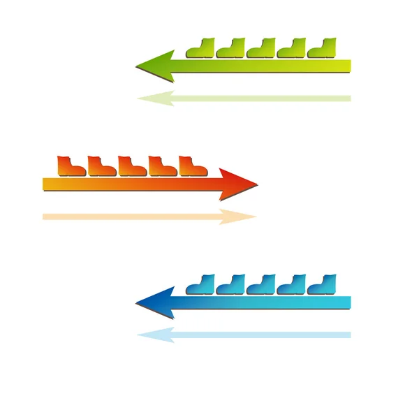 Flechas de color con botas — Archivo Imágenes Vectoriales
