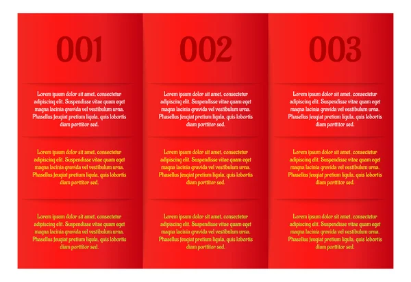 Infografías - tres paneles verticales rojos — Vector de stock