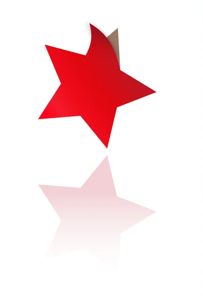 Red star with one bent corner — Stock Vector