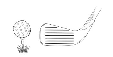 golf topu ve golf kulübü kroki