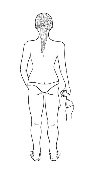 Boceto de la chica en traje de baño — Vector de stock
