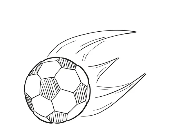Skizze des fliegenden Fußballballs mit Flammen — Stockvektor
