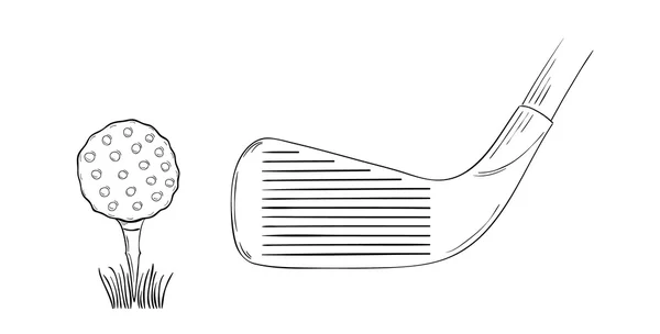 Эскиз мяча для гольфа и гольф-клуба — стоковый вектор