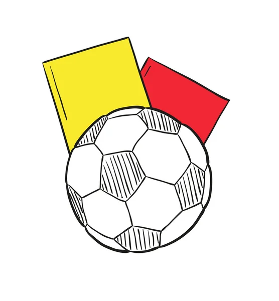 Szkic piłki nożnej i dwie karty — Wektor stockowy