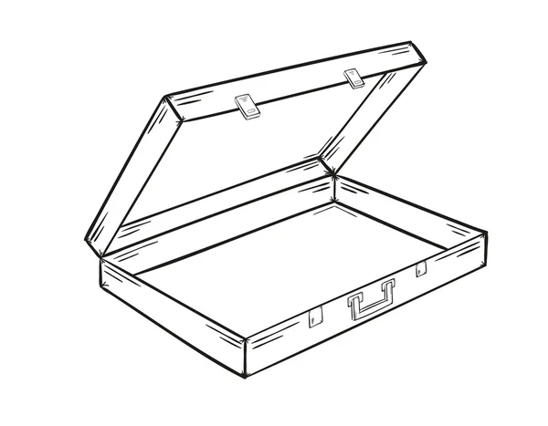 空のスーツケースを開く — ストックベクタ