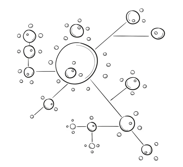 Náčrt kruhů spojených čarami — Stockový vektor