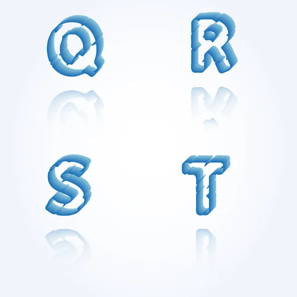 Ескіз зубчастих літер алфавіту, Q, R, S, T — стоковий вектор