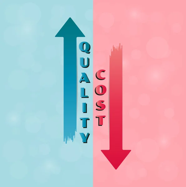 Vecteur avec flèches de qualité et de coût — Image vectorielle