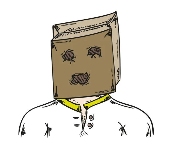 Hombre con bolsa de papel en la cabeza — Vector de stock