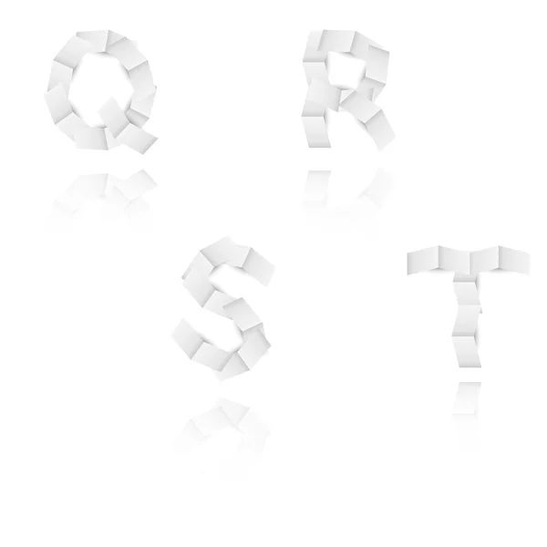 Letras del alfabeto en papel, fuente, Q, R, S, T — Vector de stock