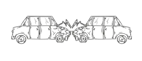 Accident of two cars sketch Royalty Free Stock Illustrations