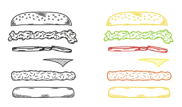 Boceto de la hamburguesa — Vector de stock