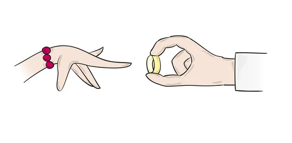 Proposal pernikahan dengan cincin Grafik Vektor