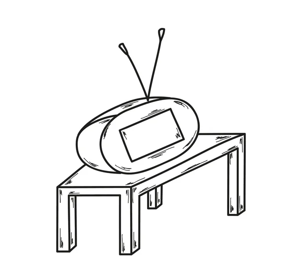 Esquisse du petit téléviseur — Image vectorielle