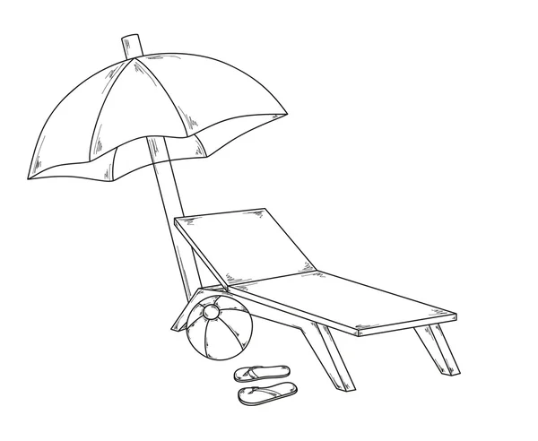 Parasol flops, bal en stoel — Stockvector