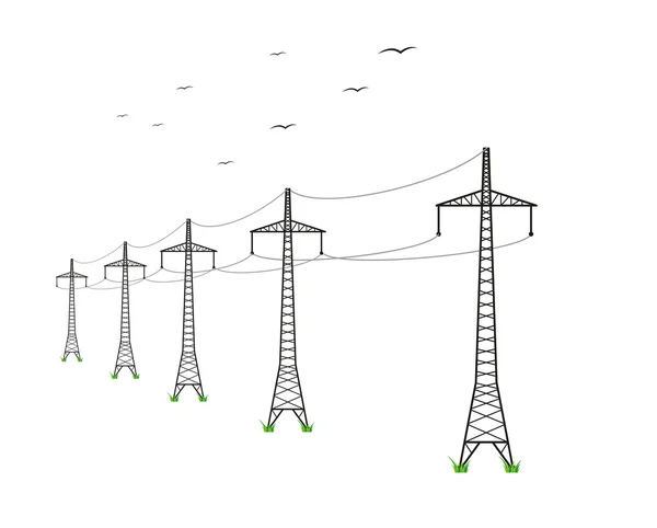 Linee elettriche ad alta tensione — Vettoriale Stock