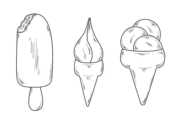 Croquis de la crème glacée — Image vectorielle