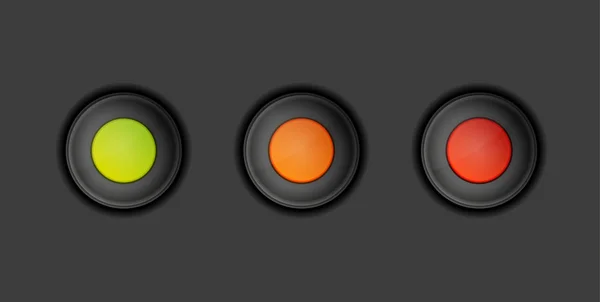 Dark buttons with green, orange and red color — Stock Vector