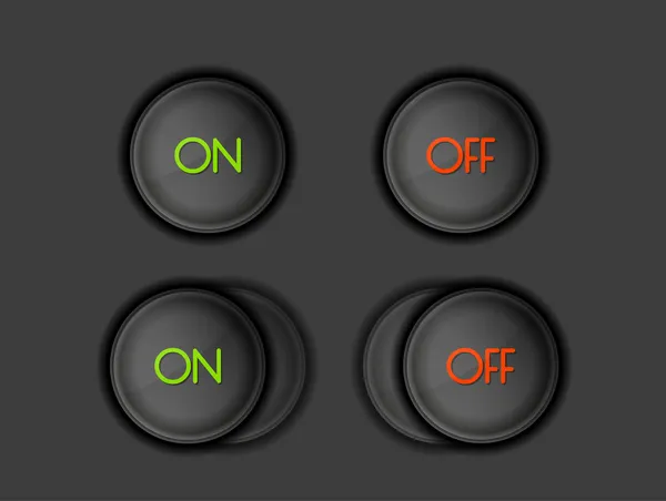 Buttons with ON and OFF text — Stock Vector