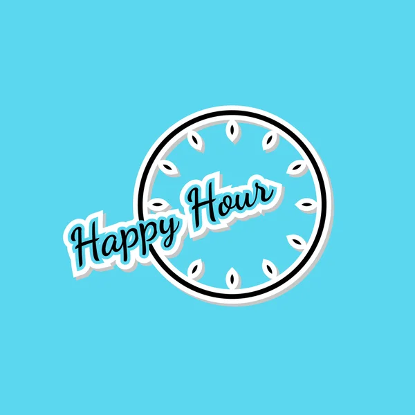 Blue happy hour background with clock — Stock Vector