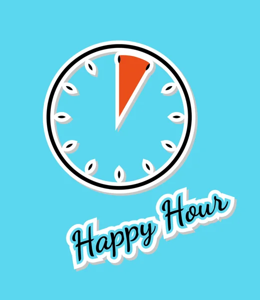 Blue happy hour background with clock — Stock Vector