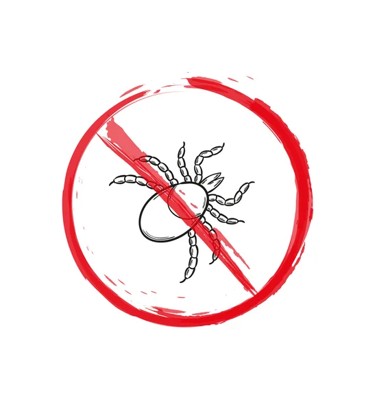 Warning sign of the tick, sketch — Stock Vector