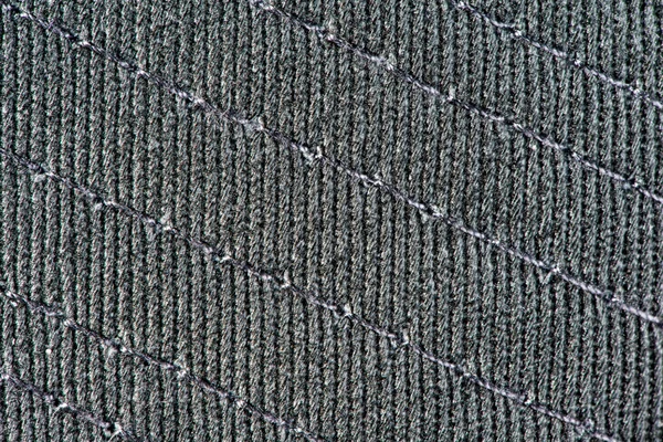 Gray cotton fabric with stitches texture background. — Stock Photo, Image