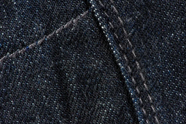 Dark blue denim jeans with stitches and seam texture background. — Stock Photo, Image