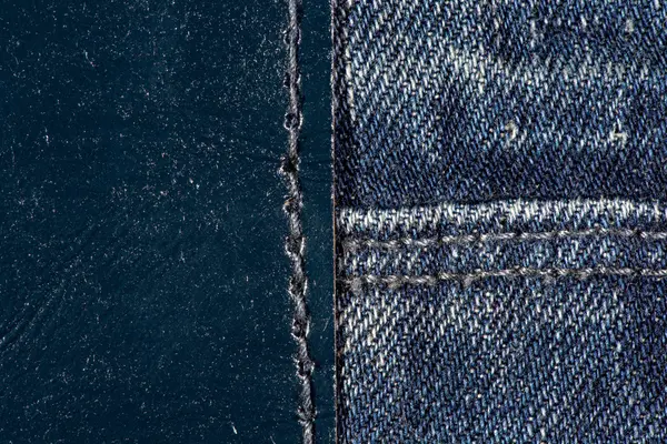 Blue denim jeans with seam and stitches texture background. — Stock Photo, Image